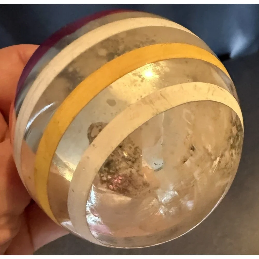 VTG 50's Shiny Brite Mercury Glass Christmas Ornament Striped Ball MCM Holiday